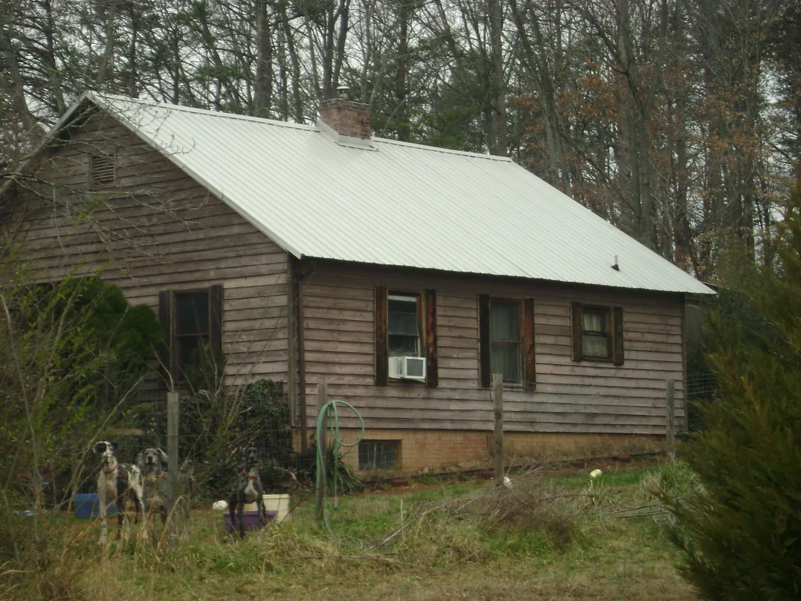 White metal roof on an old wood sided farmhouse, from a Asphalt Shingle Roof Repair job in East Norwich